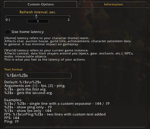 FPS and latency text Screenshots WeakAura World of Warcraft