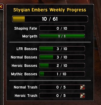 Stygian Ember Weekly Tracker