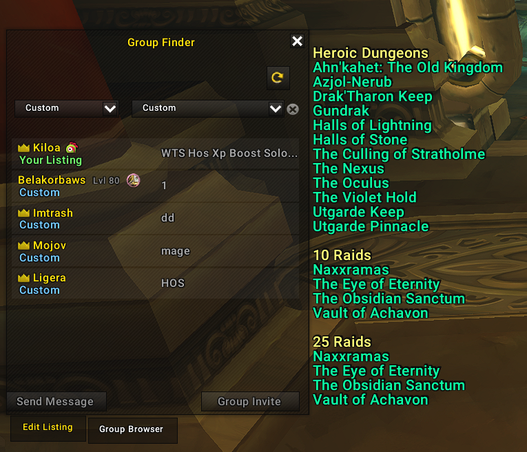 Raid/HC Lockouts Frame on LFG