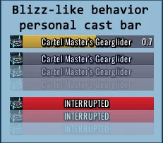 Personal Cast Bar - Fades on cast and shows interrupts