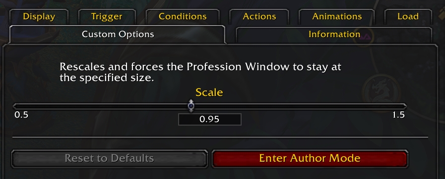 Rescale Profession Window