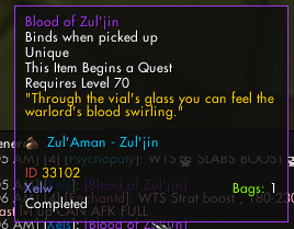 Blood of Zul'jin Status
