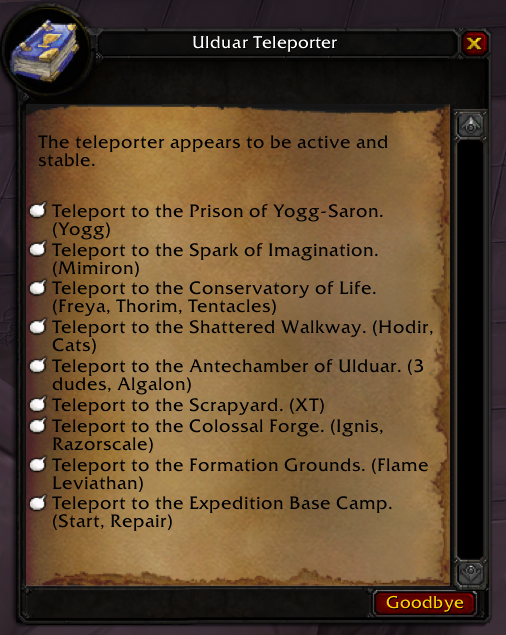 Riotdog Ulduar Teleporter Boss Names WeakAura World Of Warcraft riotdog-ulduar-teleporter-boss-names-weakaura-world-of-warcraft