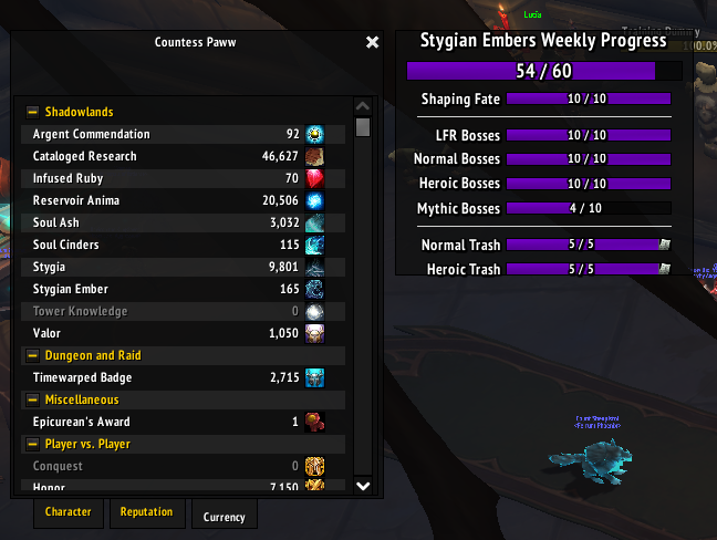 Stygian Ember Weekly Tracker