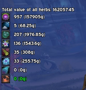 Herb Tracker with TSM prices