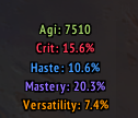 Stats (Agility/Crit/Haste/Mastery/Versatility)