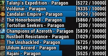 BFA Faction Reputation Bars